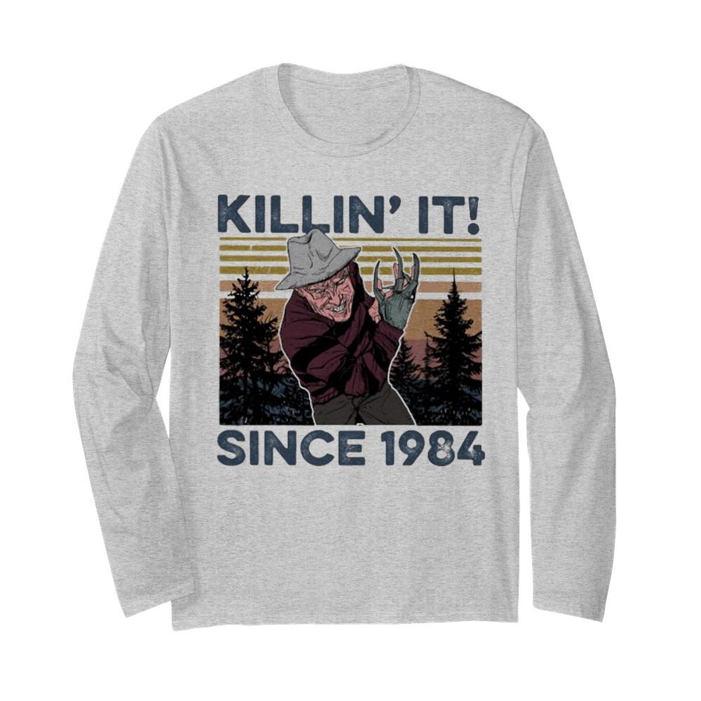 Halloween freddy krueger killin it since 1978 vintage retro mountain  Long Sleeved T-shirt 