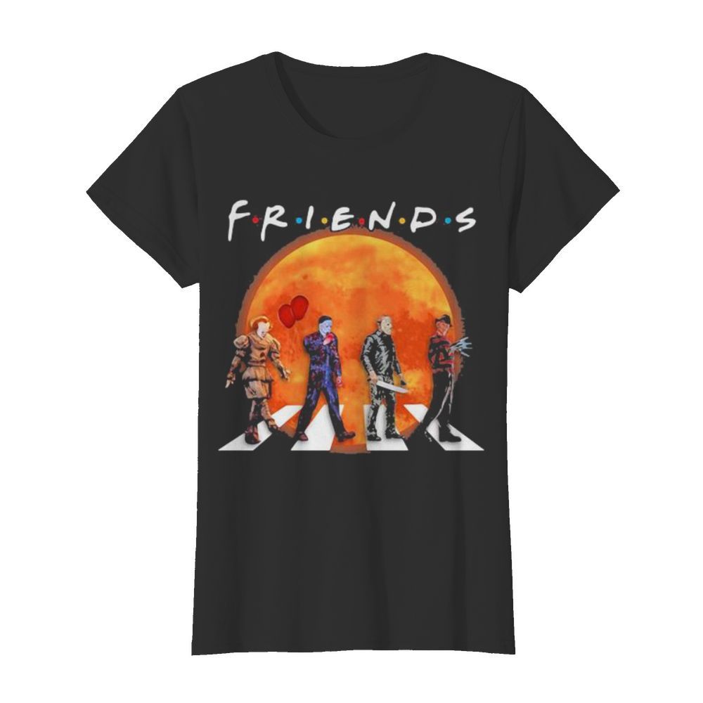 Halloween horror characters crossing the line friends moon  Classic Women's T-shirt