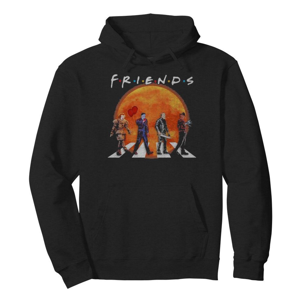 Halloween horror characters crossing the line friends moon  Unisex Hoodie