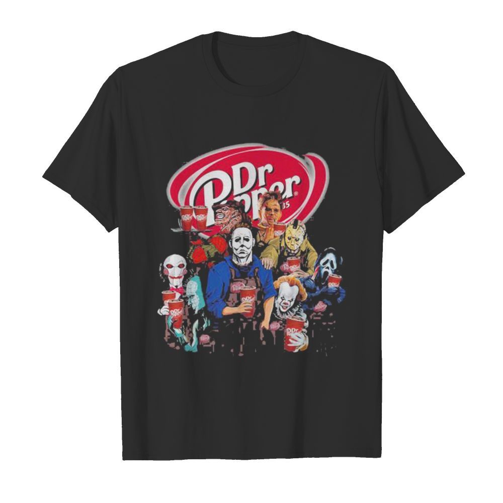 Halloween horror characters dr pepper logo shirt