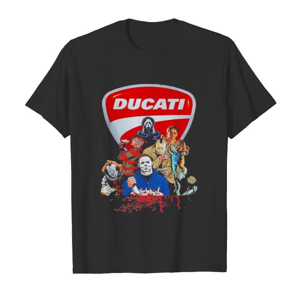 Halloween horror characters ducati logo shirt