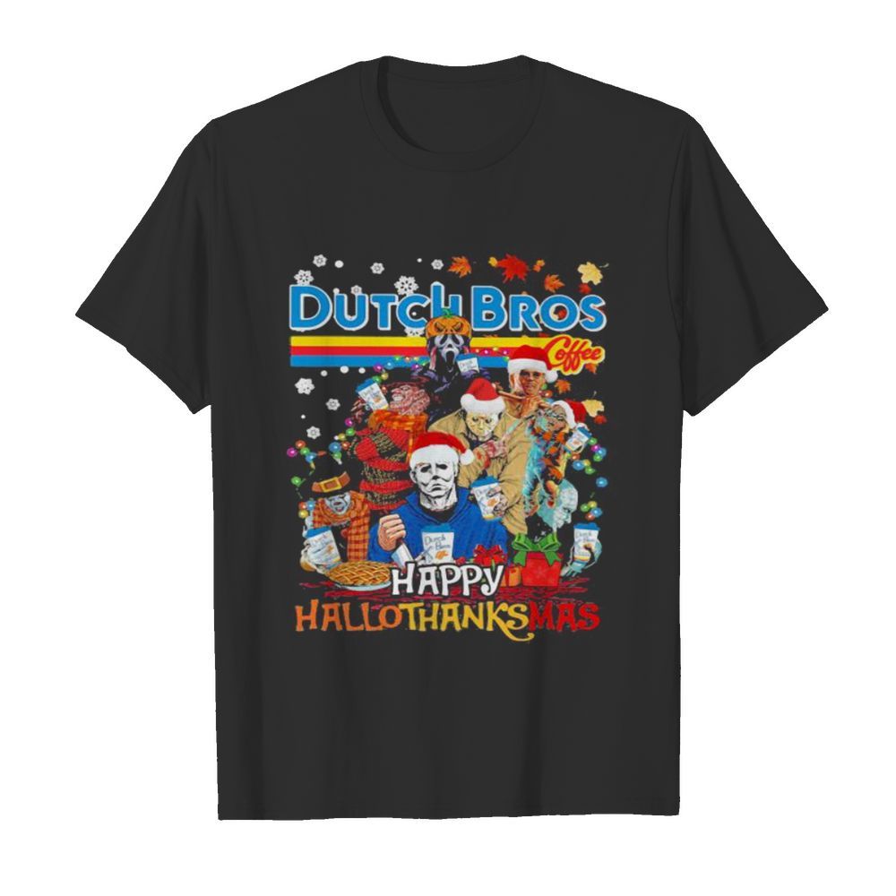 Halloween horror characters dutch bros happy hallothanksmas halloween thanksgiving christmas  Classic Men's T-shirt