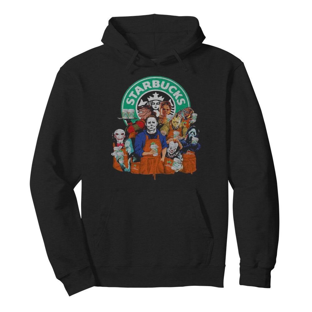 Halloween horror characters starbucks coffee  Unisex Hoodie