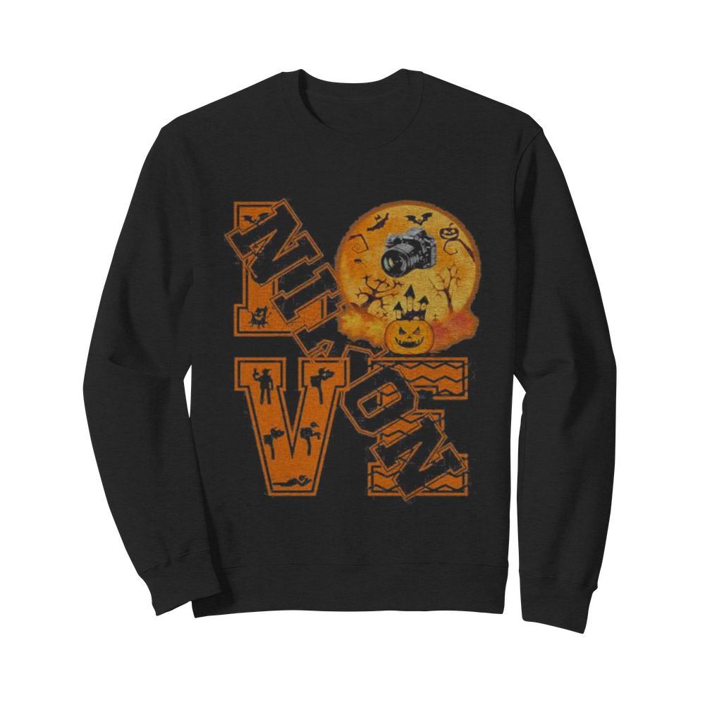 Halloween love nikon camera moon  Unisex Sweatshirt