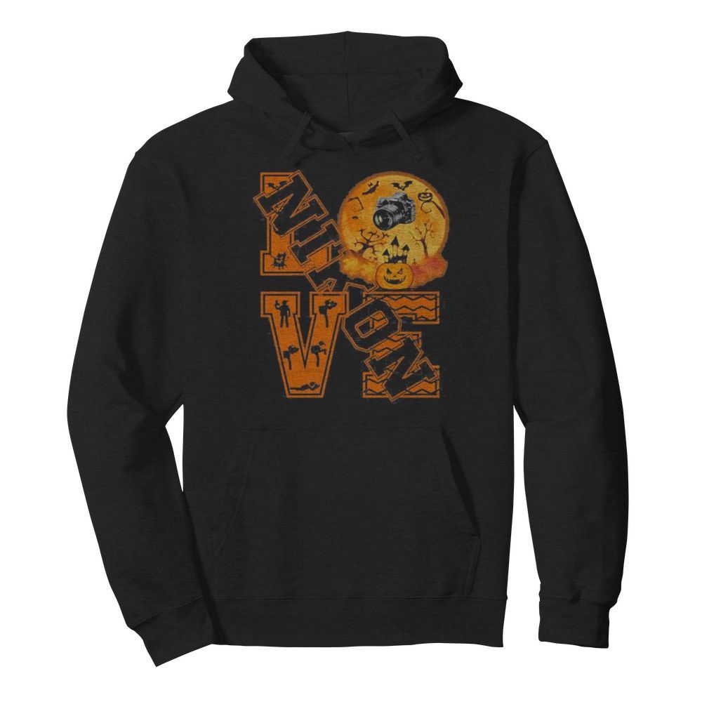 Halloween love nikon camera moon  Unisex Hoodie