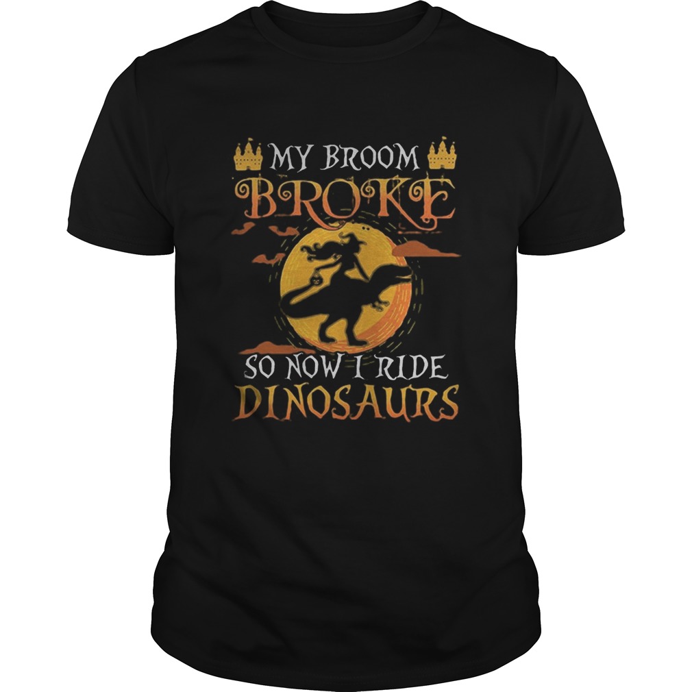 Halloween my broom broke so now i ride dinosaurs shirt