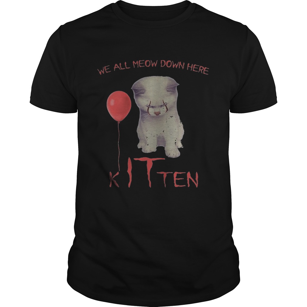 Halloween pennywise cat all meow down here kitten shirt