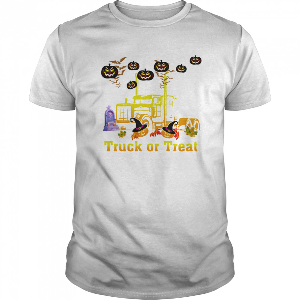 Halloween truck or treat pumpkins witch shirt