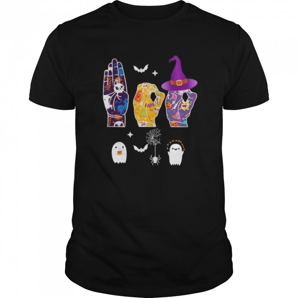 Halloween witch hand sign language shirt