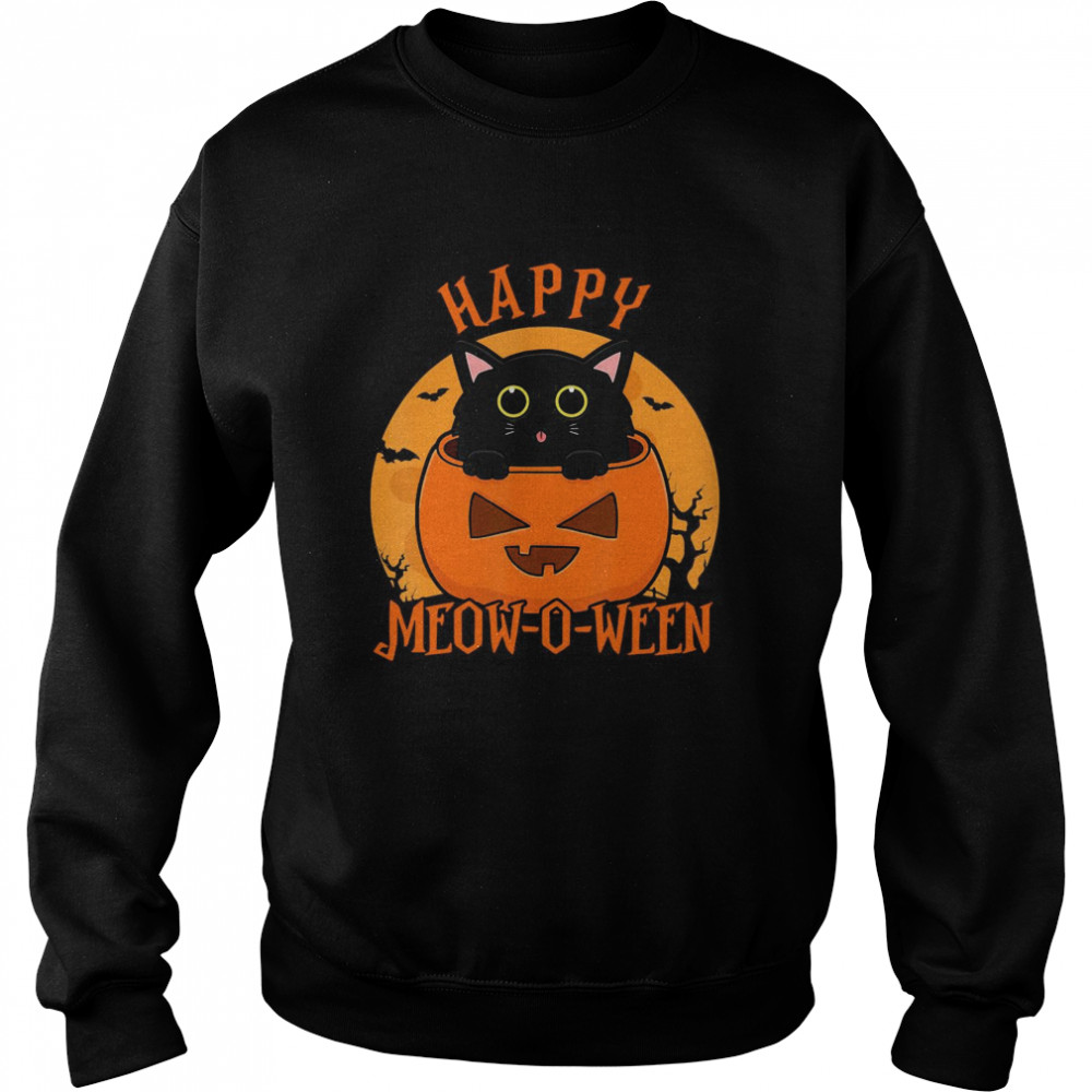 Happy Halloween Meowoween Black Cat  Unisex Sweatshirt