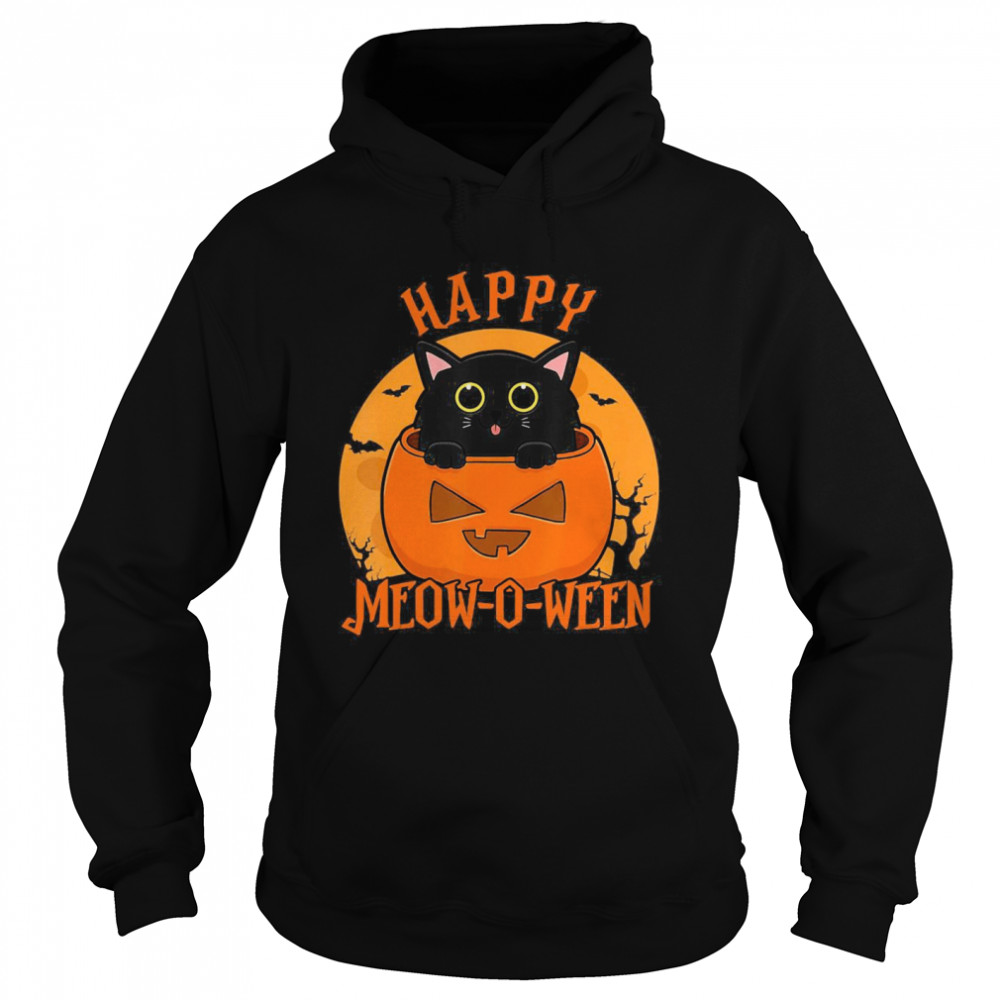 Happy Halloween Meowoween Black Cat  Unisex Hoodie