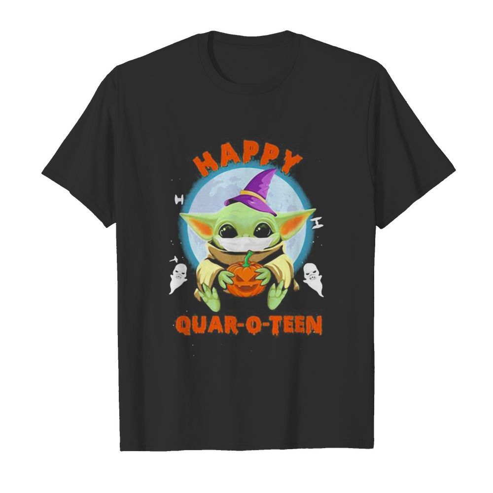 Happy halloween baby yoda witch quar-o-teen shirt