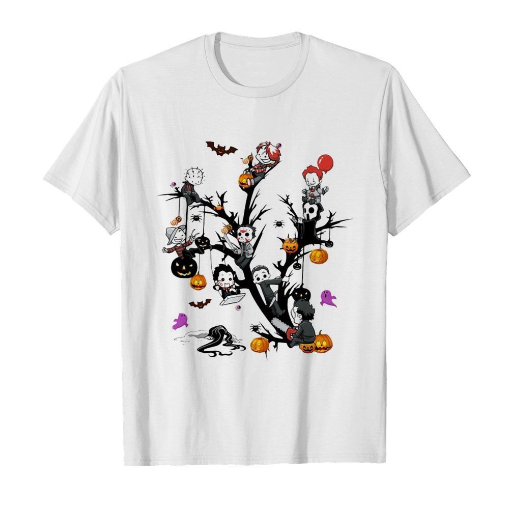 Horror Movie Characters And Pumpkin Tree Halloween shirt