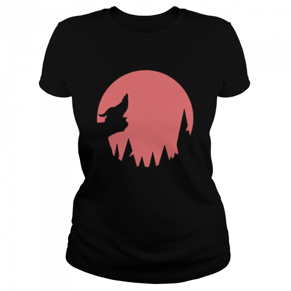 Howling on Full Moon Night Wolf  Classic Women's T-shirt