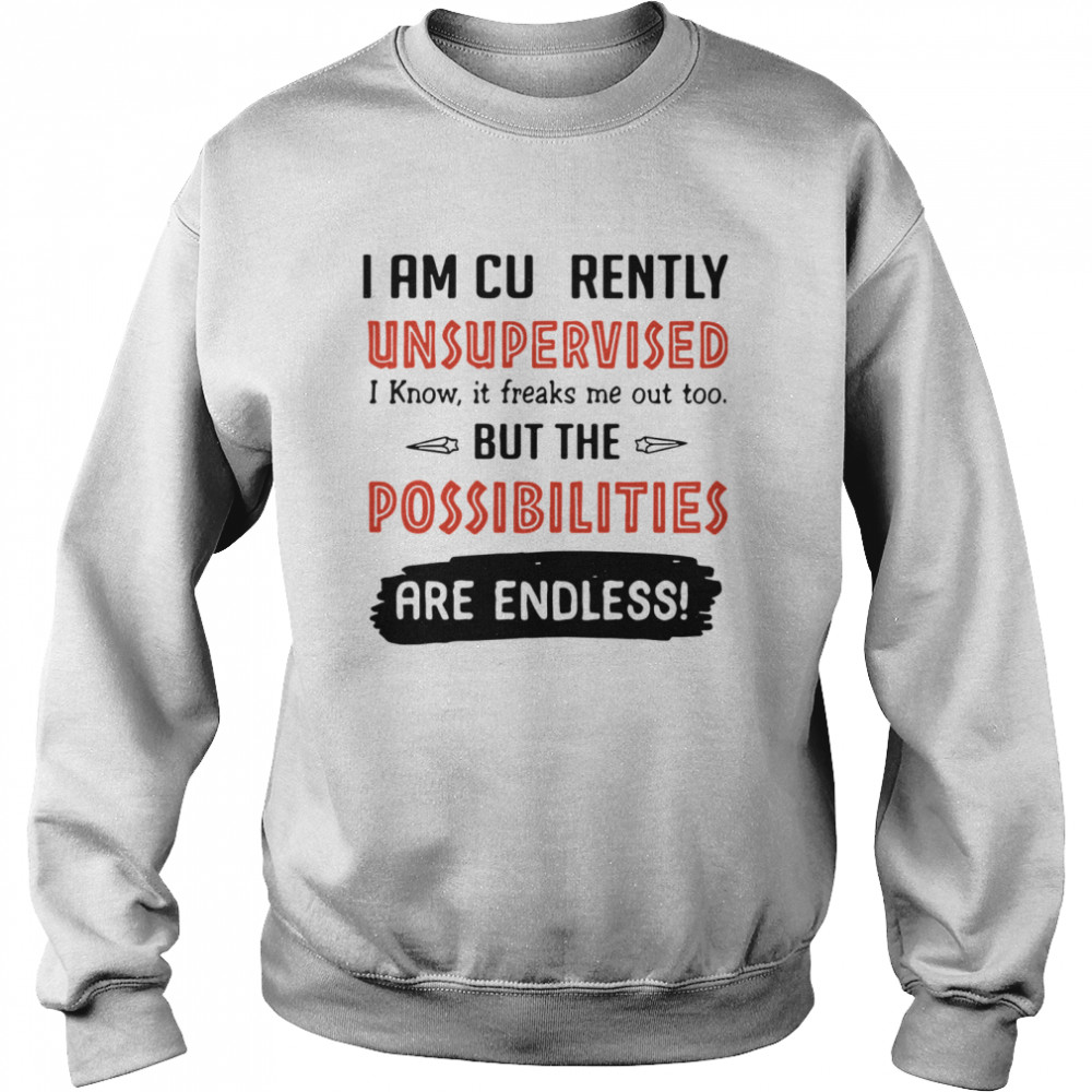 I Am Currently Unsupervised I Know It Freaks Me Out Too But The Possibilities Are Endless  Unisex Sweatshirt