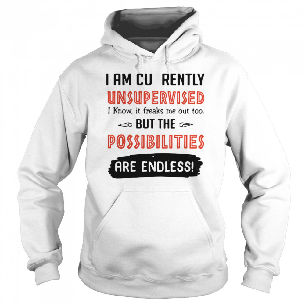 I Am Currently Unsupervised I Know It Freaks Me Out Too But The Possibilities Are Endless  Unisex Hoodie