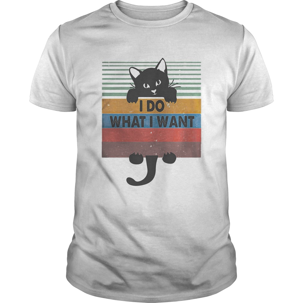 I Do What I Want Black Cat Vintage Retro shirt