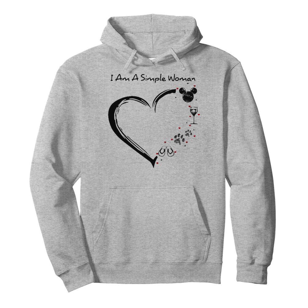 I am a simple woman heart mickey mouse wine paw dog camping  Unisex Hoodie