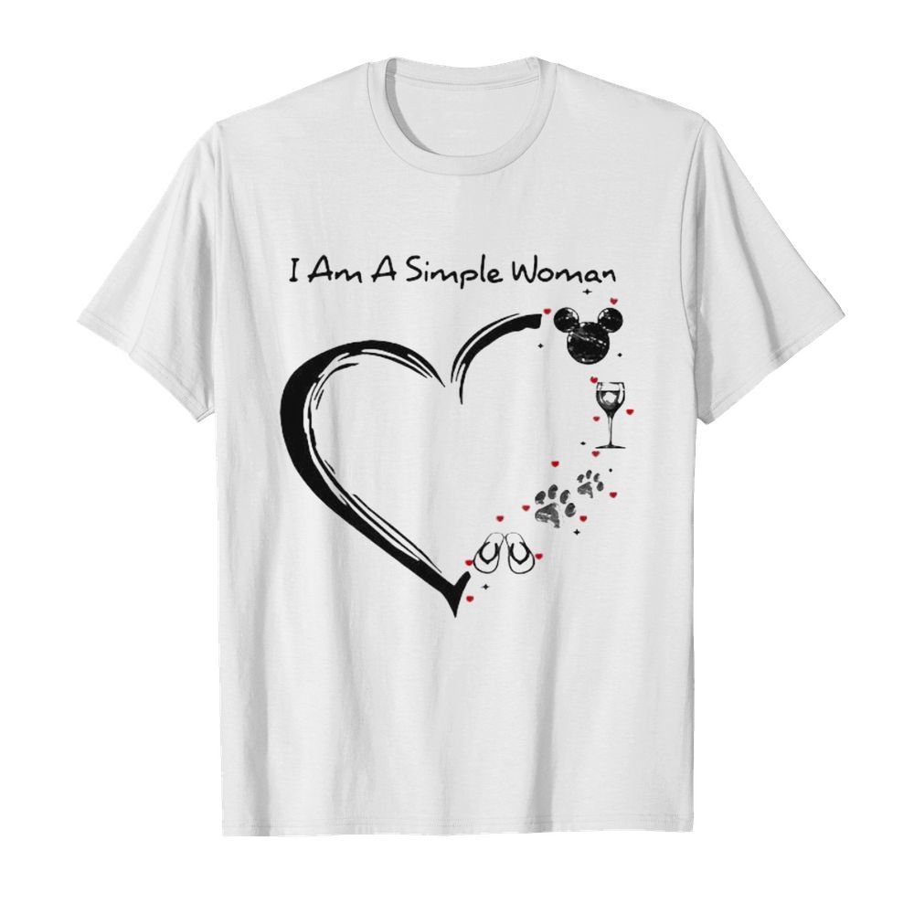 I am a simple woman heart mickey mouse wine paw dog camping  Classic Men's T-shirt