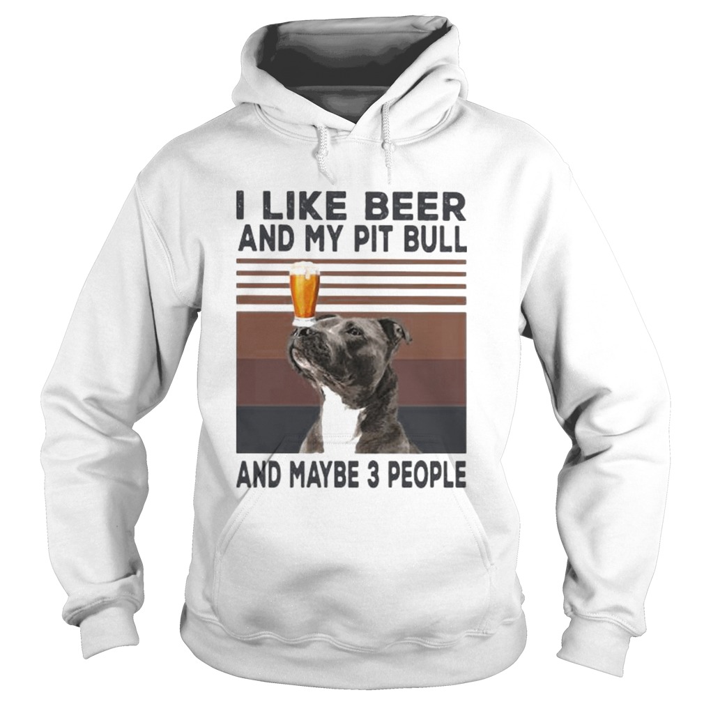 I like beer and my pit bull and maybe 3 people vintage retro line  Hoodie