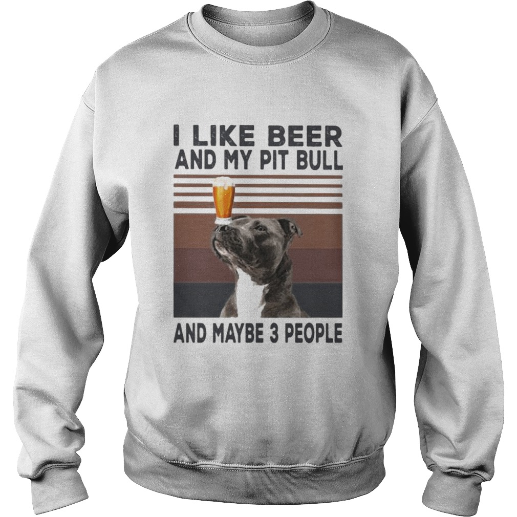 I like beer and my pit bull and maybe 3 people vintage retro line  Sweatshirt