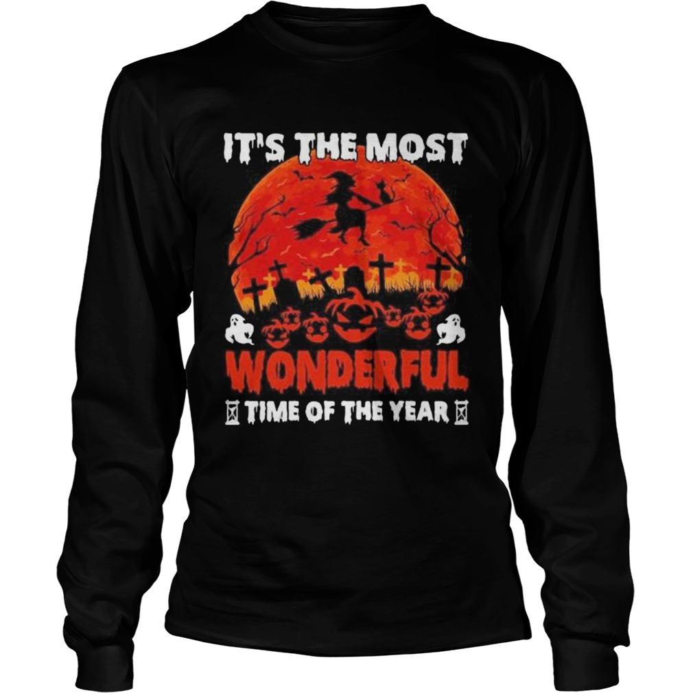 Its The Most Wonderful Time Of The Year Witch Black Cat Halloween  Long Sleeve