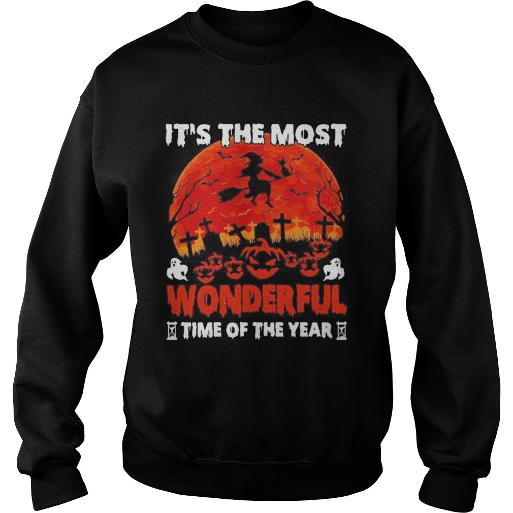 Its The Most Wonderful Time Of The Year Witch Black Cat Halloween  Sweatshirt