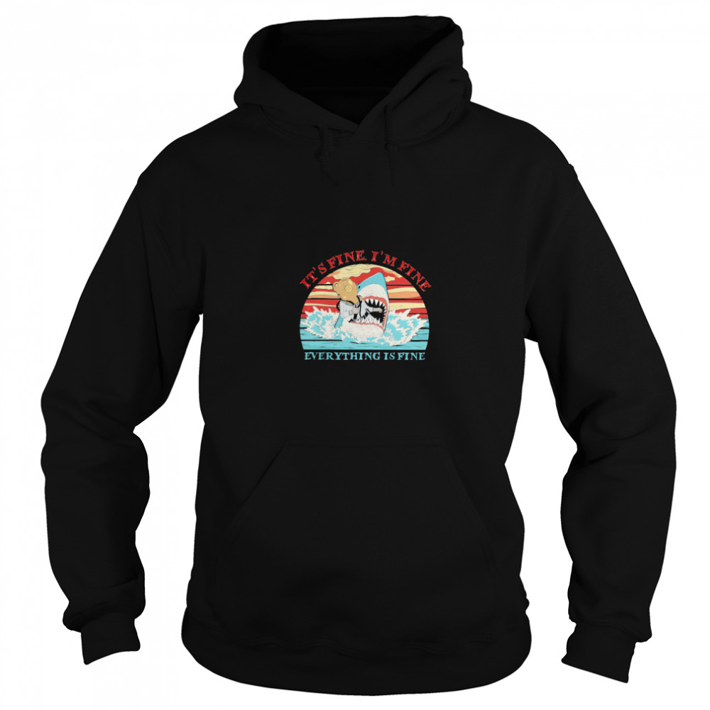 It’s Fine I’m Fine Diver Shark Vintage Retro  Unisex Hoodie