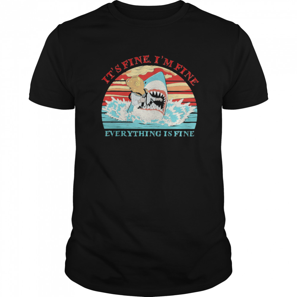 It’s Fine I’m Fine Diver Shark Vintage Retro  Classic Men's T-shirt