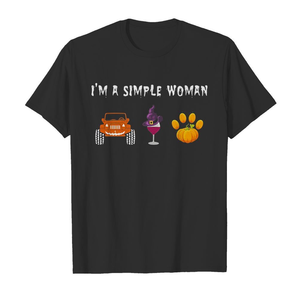 I’m a simple woman car wine paw dog halloween shirt