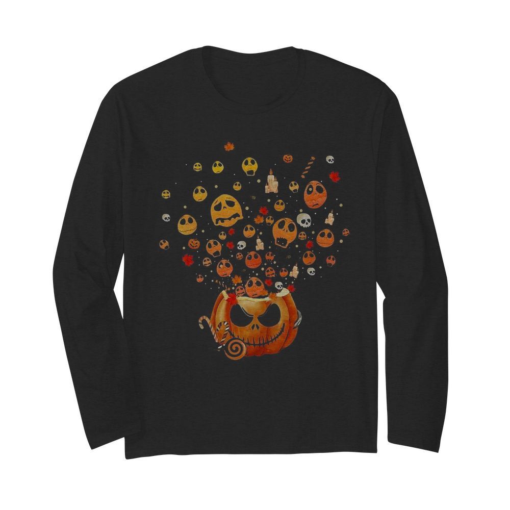 Jack Skellington Pumpkin Halloween  Long Sleeved T-shirt 