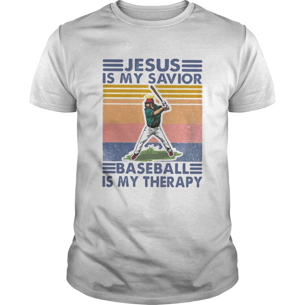 Jesus is my savior baseball is my therapy vintage retro shirt