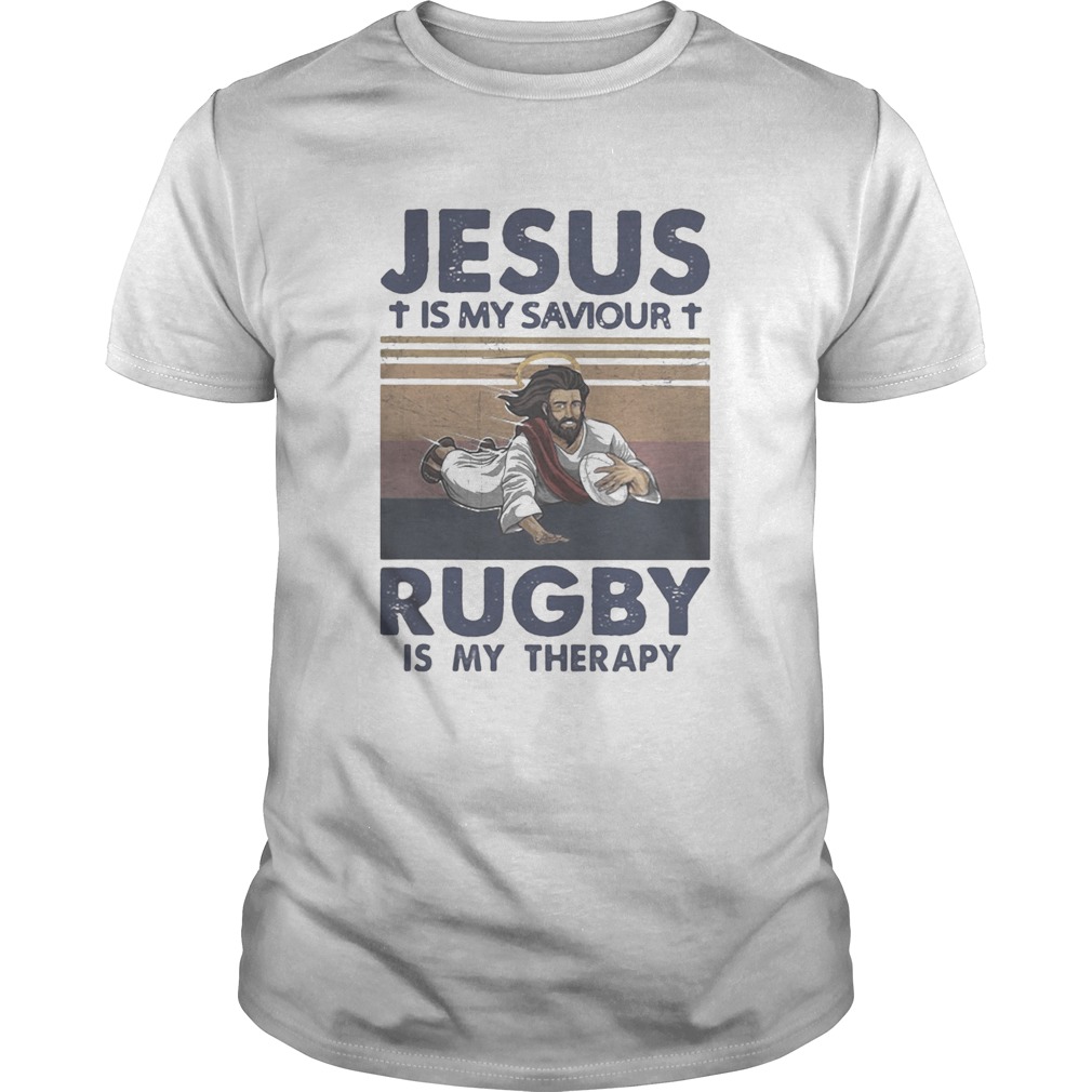 Jesus is my saviour rugby is my therapy vintage retro shirt