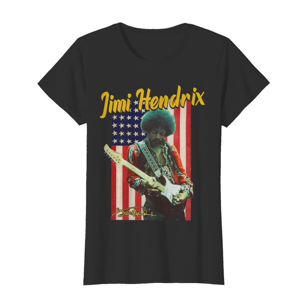 Jimi Hendrix American Flag Signature  Classic Women's T-shirt