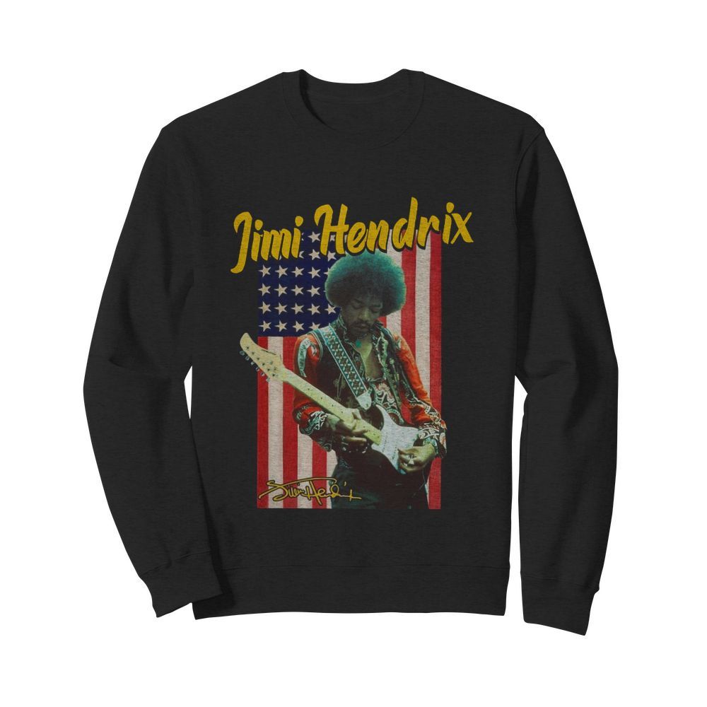 Jimi Hendrix American Flag Signature  Unisex Sweatshirt