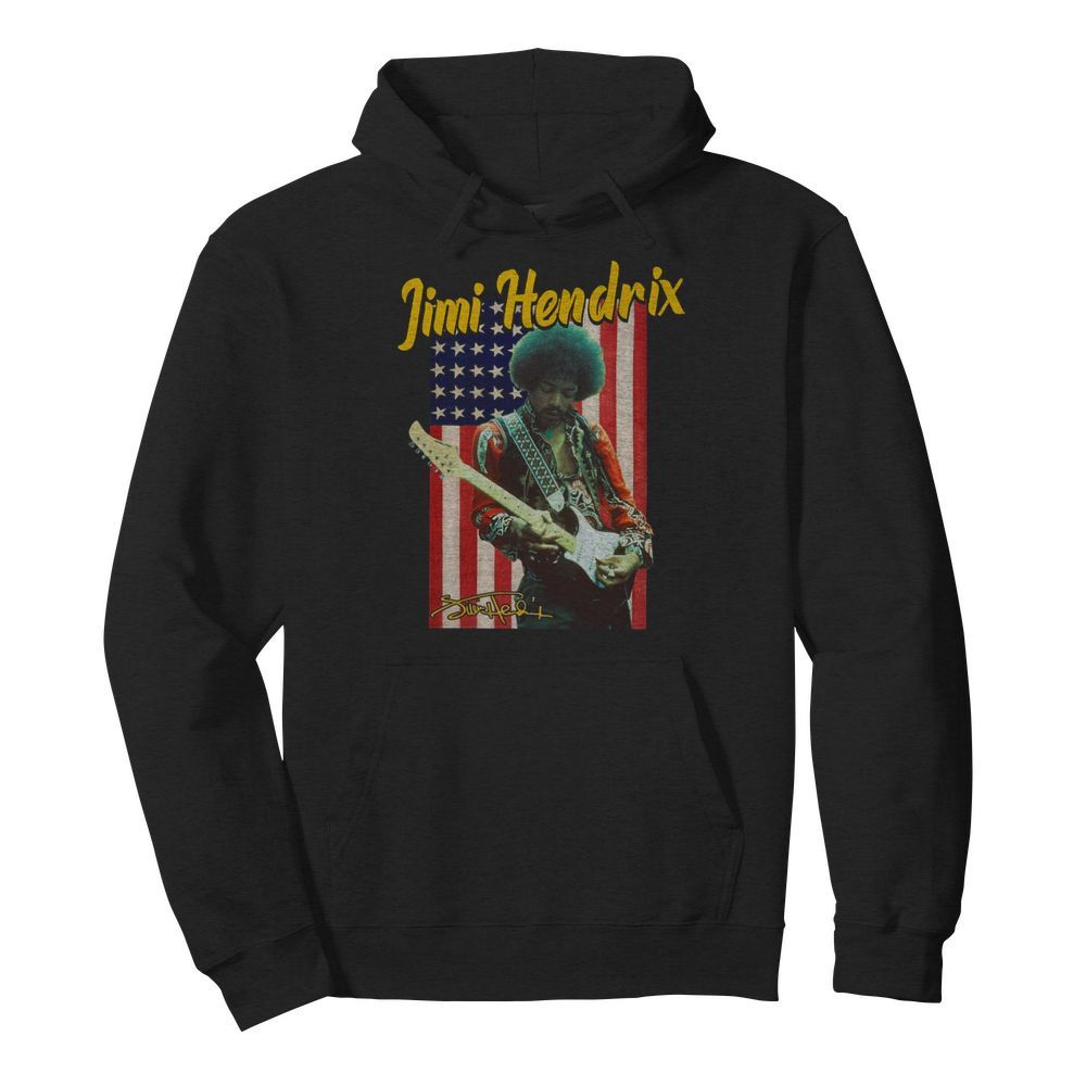 Jimi Hendrix American Flag Signature  Unisex Hoodie