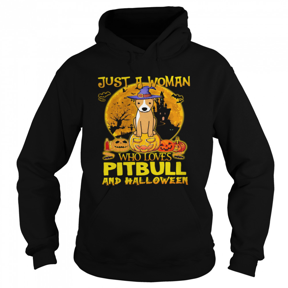 Just A Woman Who Loves Pitbull And Halloween  Unisex Hoodie