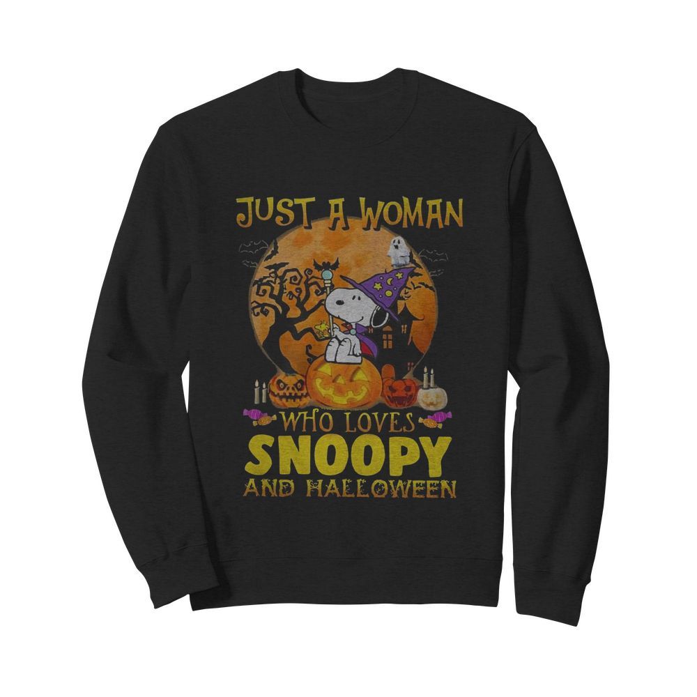 Just A Woman Who Loves Snoopy And Halloween  Unisex Sweatshirt