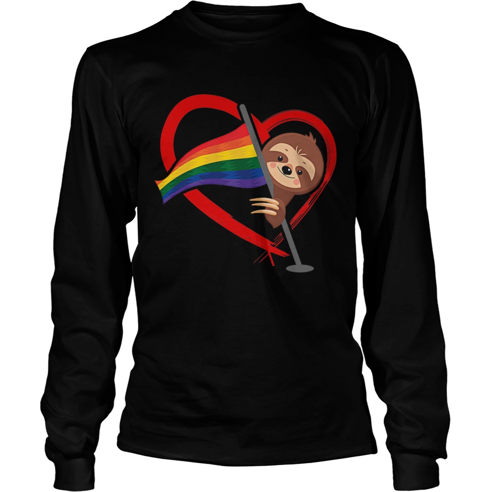 LGBT Flag T Shirt Sloth Gay Lesbian  Long Sleeve