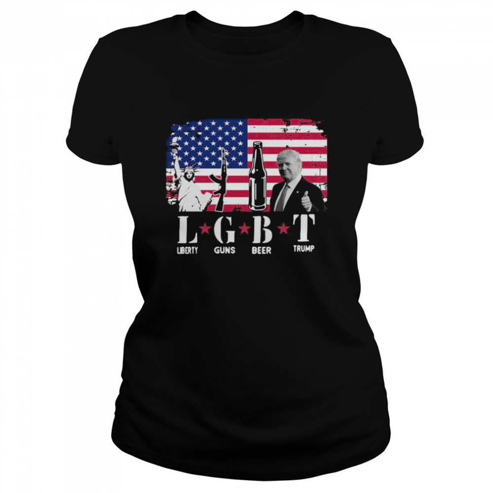 LGBT Liberty Guns Beer Trump American Flag  Classic Women's T-shirt