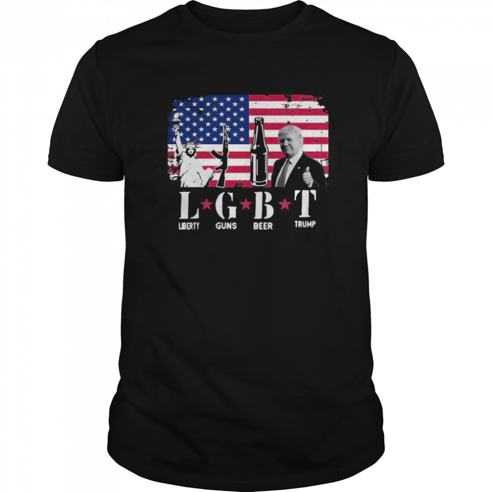 LGBT Liberty Guns Beer Trump American Flag  Classic Men's T-shirt