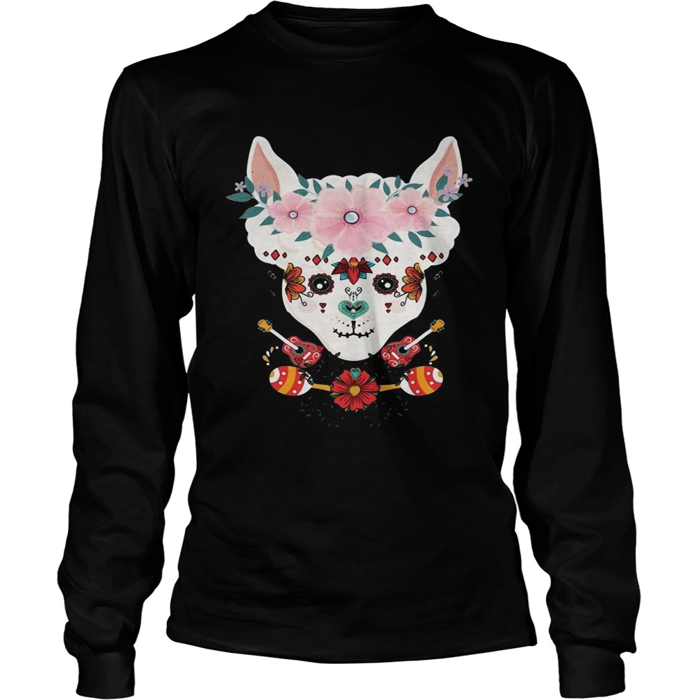 LLama Dia De Los Muertos Day Of The Dead Alpaca Calavera  Long Sleeve