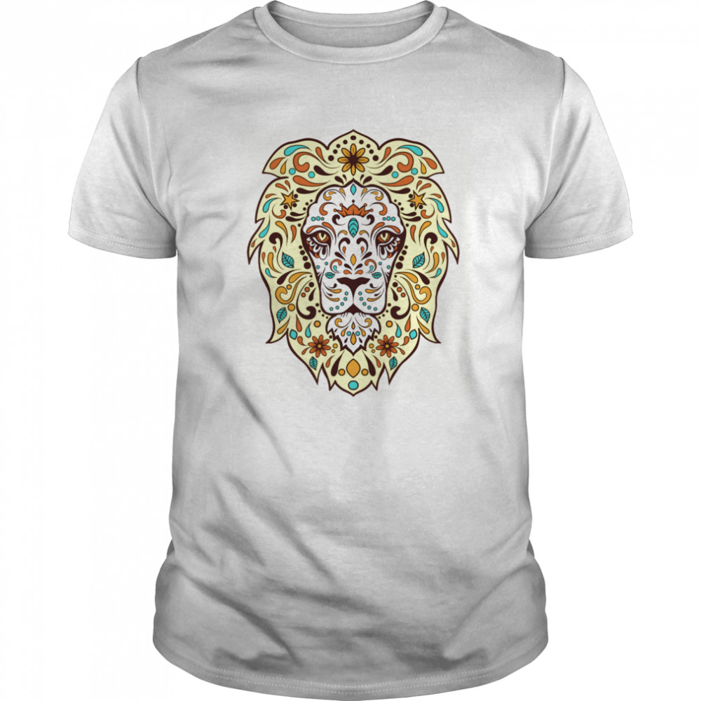 Lion Head Sugar Skull Day Of The Dead Dia De Los Muertos shirt