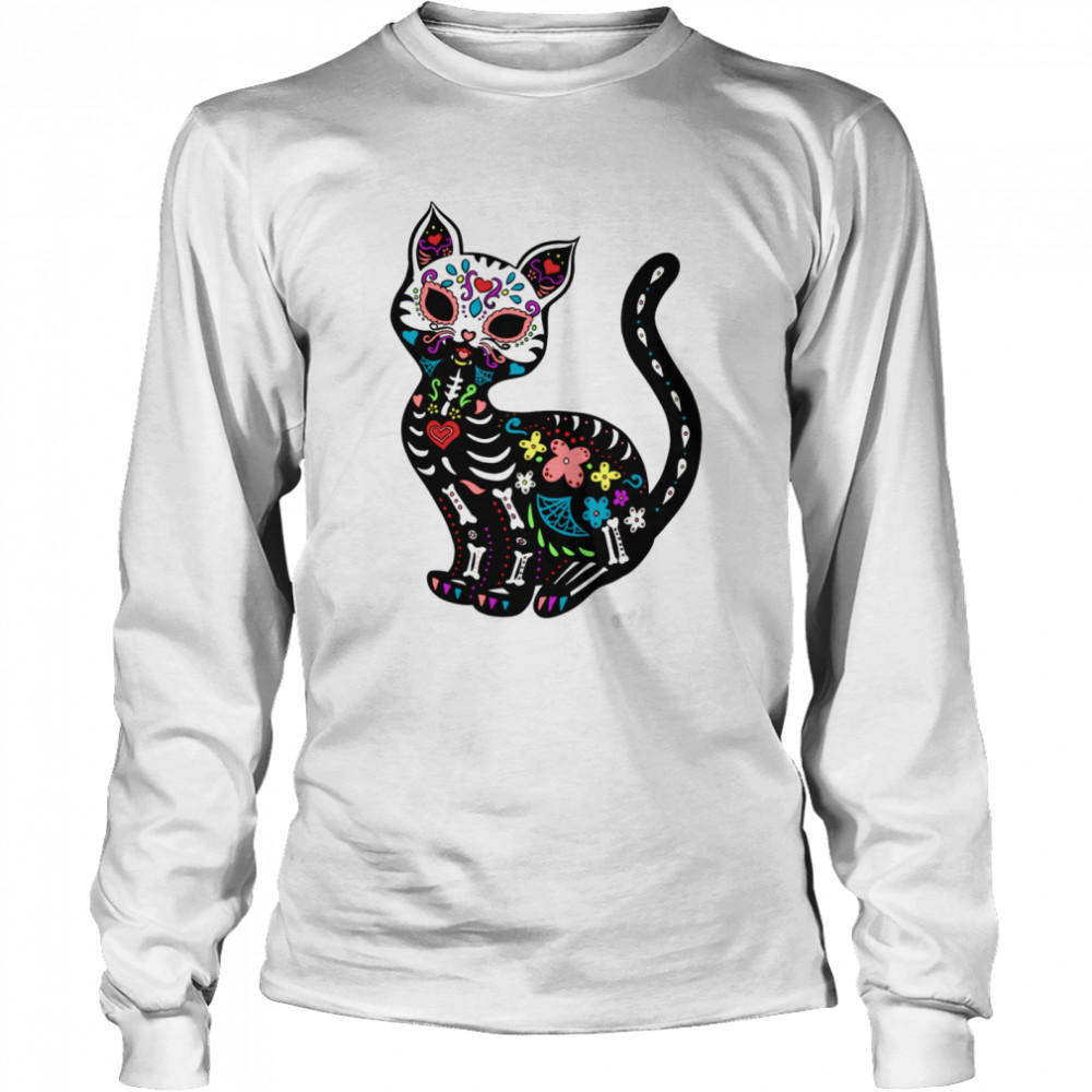 Los Muertos Gatos Mexican Holiday  Long Sleeved T-shirt