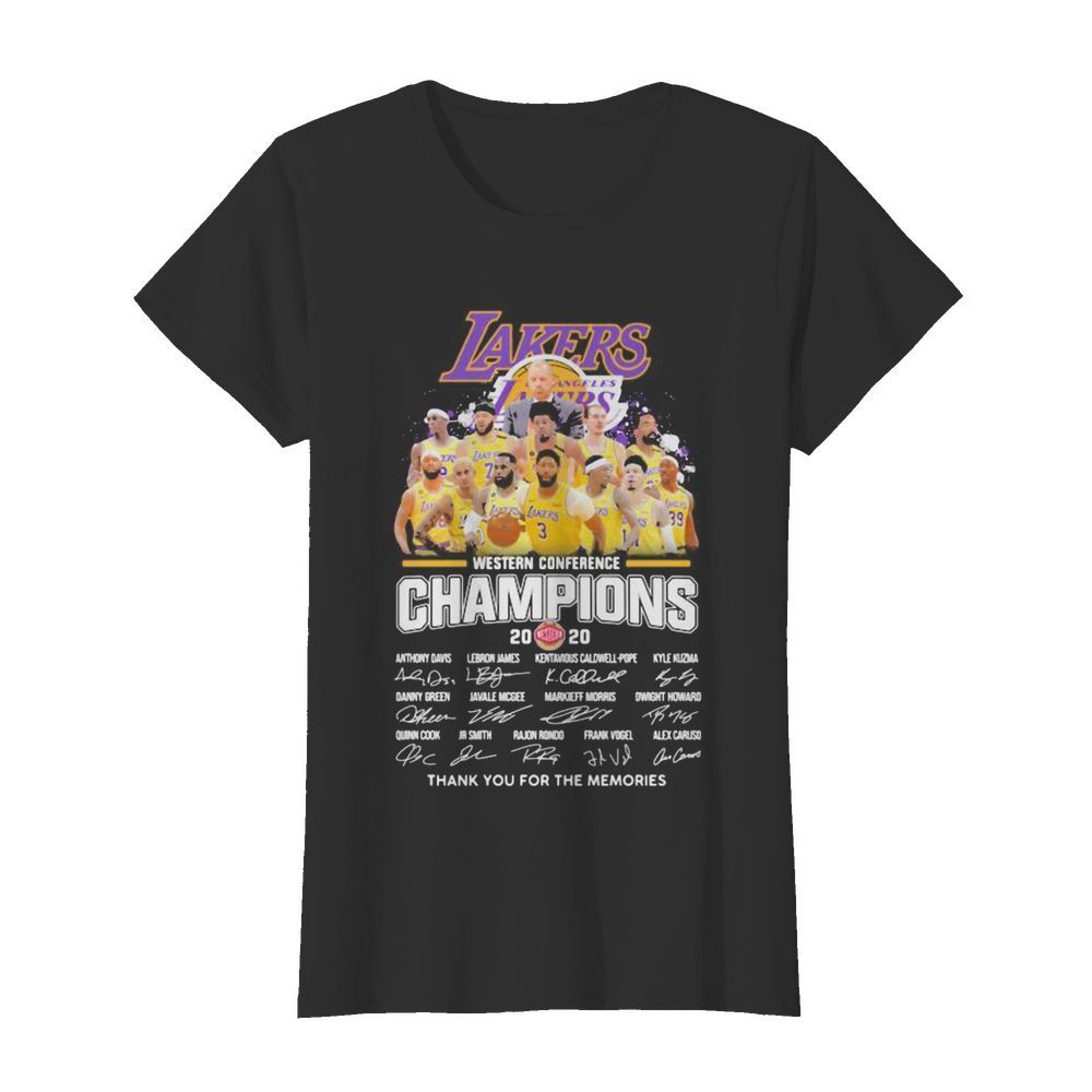 Los angeles lakers western conference champions 2020 thank for the memories signatures  Classic Women's T-shirt