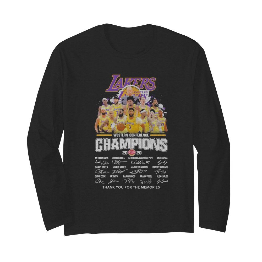 Los angeles lakers western conference champions 2020 thank for the memories signatures  Long Sleeved T-shirt 