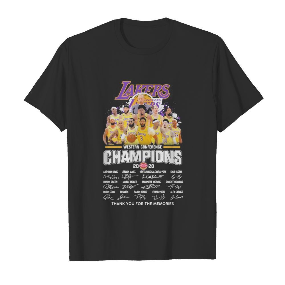 Los angeles lakers western conference champions 2020 thank for the memories signatures shirt