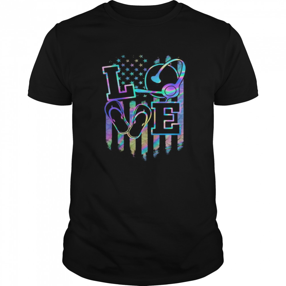 Love Dispatcher American Flag Hologram Independence Day shirt