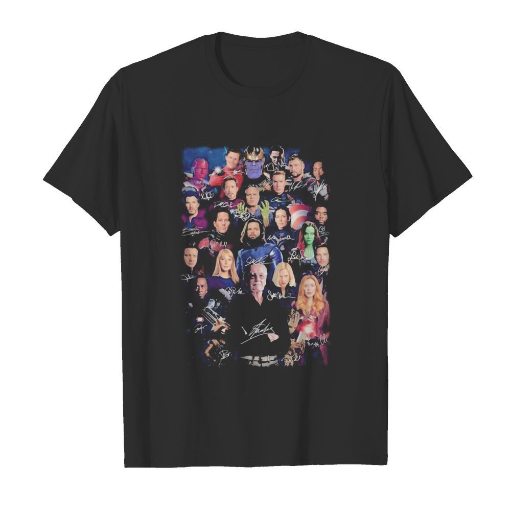 Marvel heroes avengers characters signatures shirt