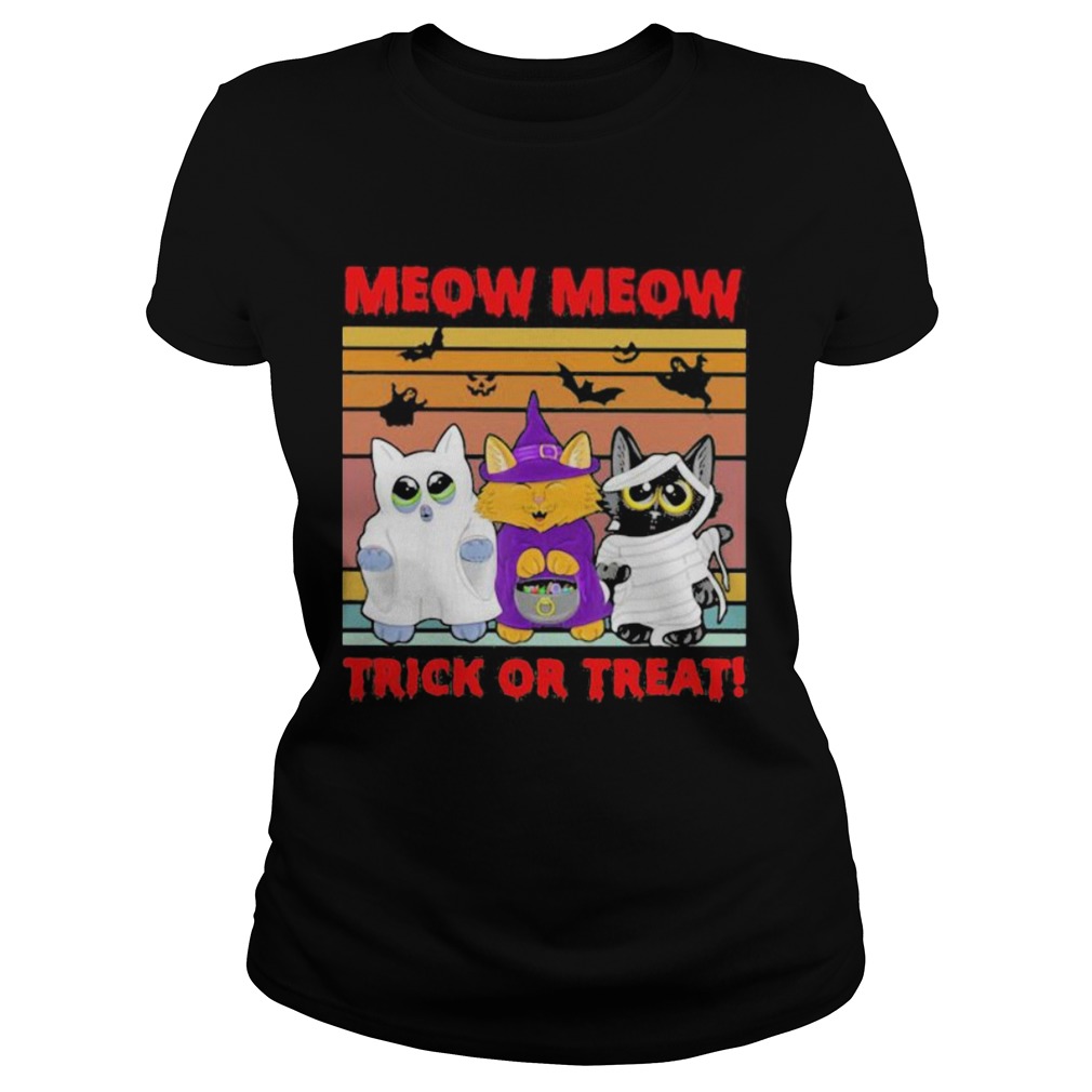 Meow Meow Trick Or Treat Cats Halloween Vintage Retro  Classic Ladies